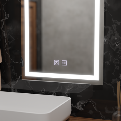 Ορθογώνιος καθρέφτης LED, 45x60cm, RADIANTE Touch, Demister System, Dimmable Mirrors Korman E Προεπιλεγμένος τίτλος Alessandro Design