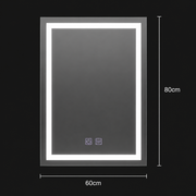 Ορθογώνιος καθρέφτης LED, 60x80cm, RADIANTE Touch, Cold Light, Demister System, Dimmable