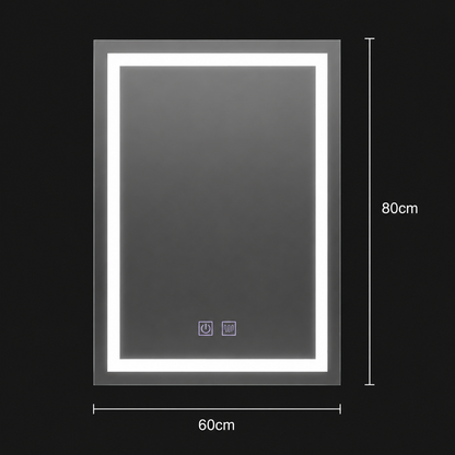 Ορθογώνιος καθρέφτης LED, 60x80cm, RADIANTE Touch, Cold Light, Demister System, Dimmable
