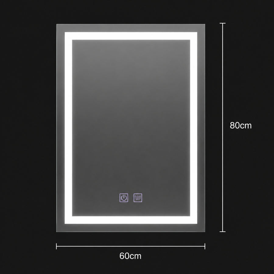 Ορθογώνιος καθρέφτης LED, 60x80cm, RADIANTE Touch, Cold Light, Demister System, Dimmable