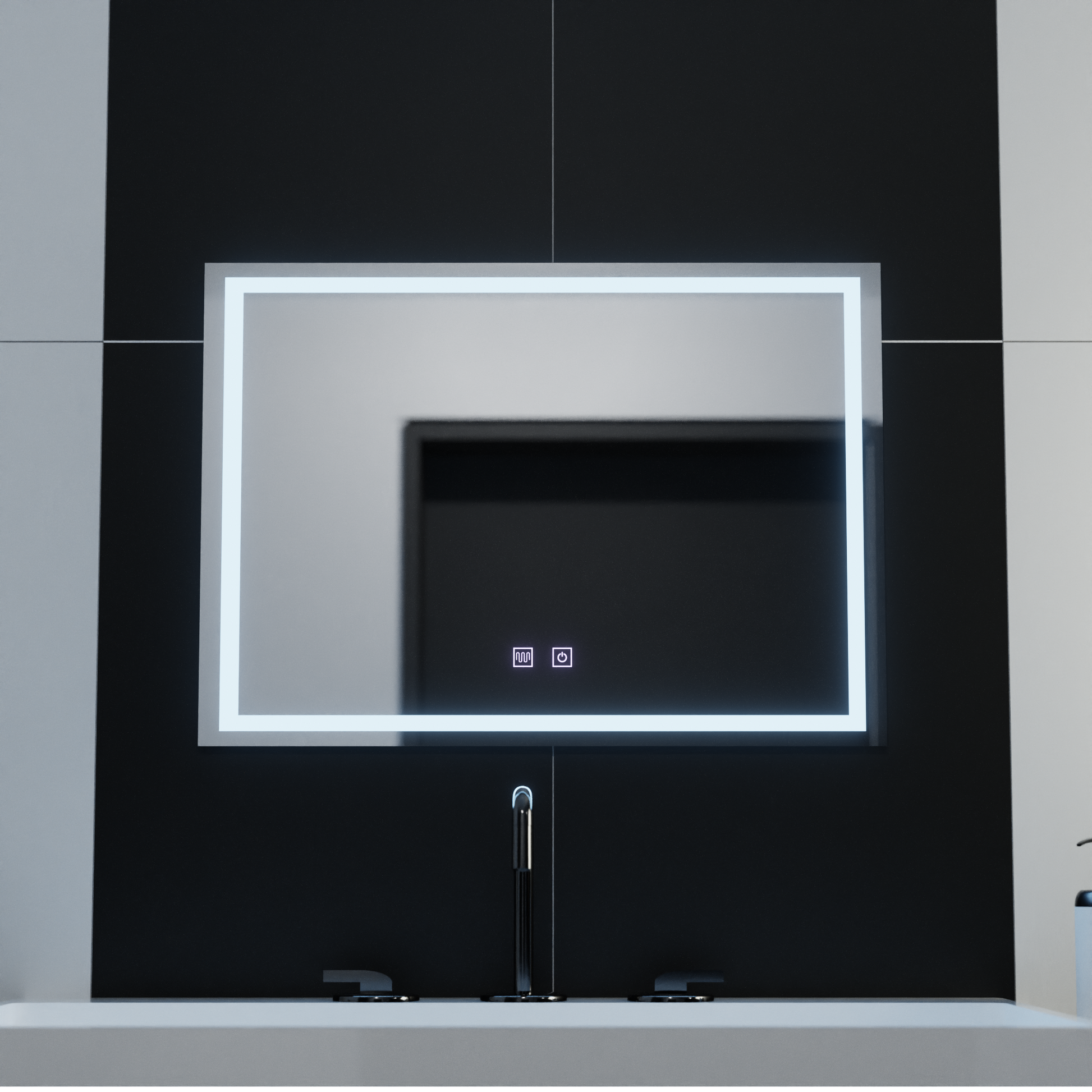 Ορθογώνιος καθρέφτης LED, 70x50cm, RADIANTE Touch, Demister System, Dimmable Καθρέφτης μπάνιου με LED και Demister Προεπιλεγμένος τίτλος Alessandro Design