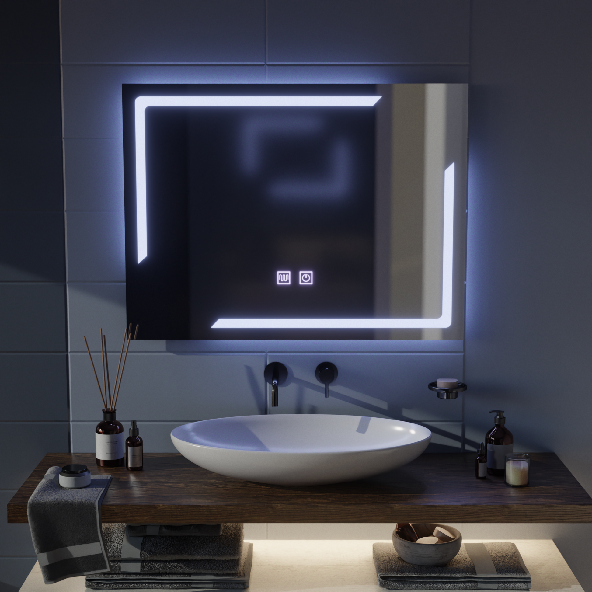 Ορθογώνιος καθρέφτης LED, 80x60cm, ECLISSA Touch, Demister System, Dimmable Mirrors Korman E Προεπιλεγμένος τίτλος Alessandro Design
