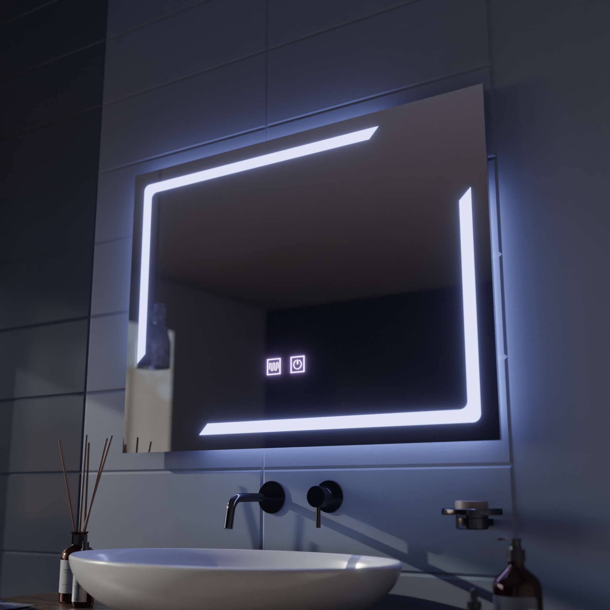 Ορθογώνιος καθρέφτης LED, 80x60cm, ECLISSA Touch, Demister System, Dimmable Mirrors Korman E Προεπιλεγμένος τίτλος Alessandro Design