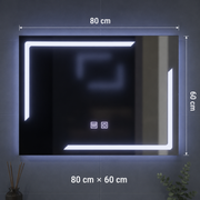 Ορθογώνιος καθρέφτης LED, 80x60cm, ECLISSA Touch, Demister System, Dimmable