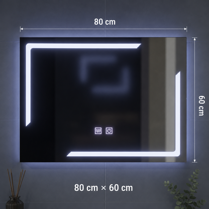Ορθογώνιος καθρέφτης LED, 80x60cm, ECLISSA Touch, Demister System, Dimmable