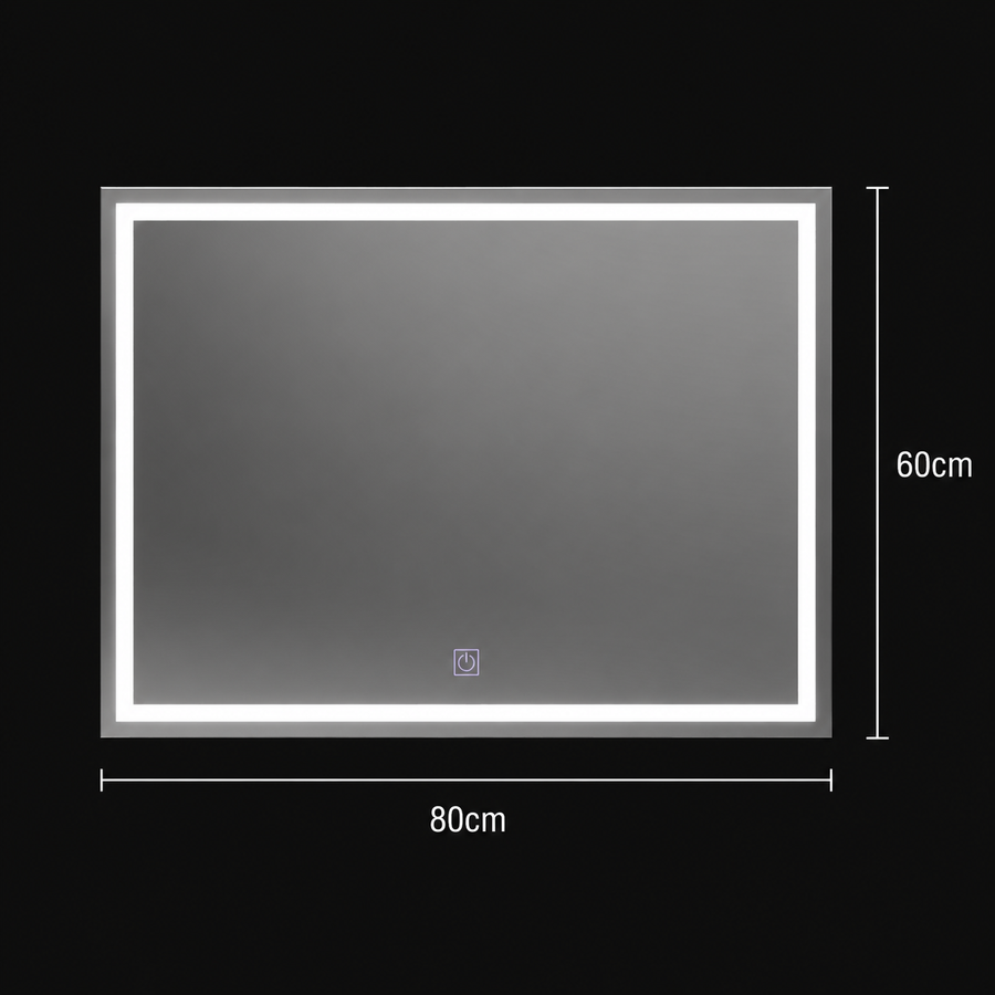 Ορθογώνιος καθρέφτης LED, 80x60cm, ΠΛΑΙΣΙΟ Basic Touch