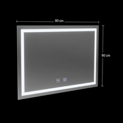 Ορθογώνιος καθρέφτης LED, 80x60cm, RADIANTE Touch, Demister System, Dimmable