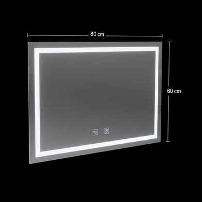 Ορθογώνιος καθρέφτης LED, 80x60cm, RADIANTE Touch, Demister System, Dimmable