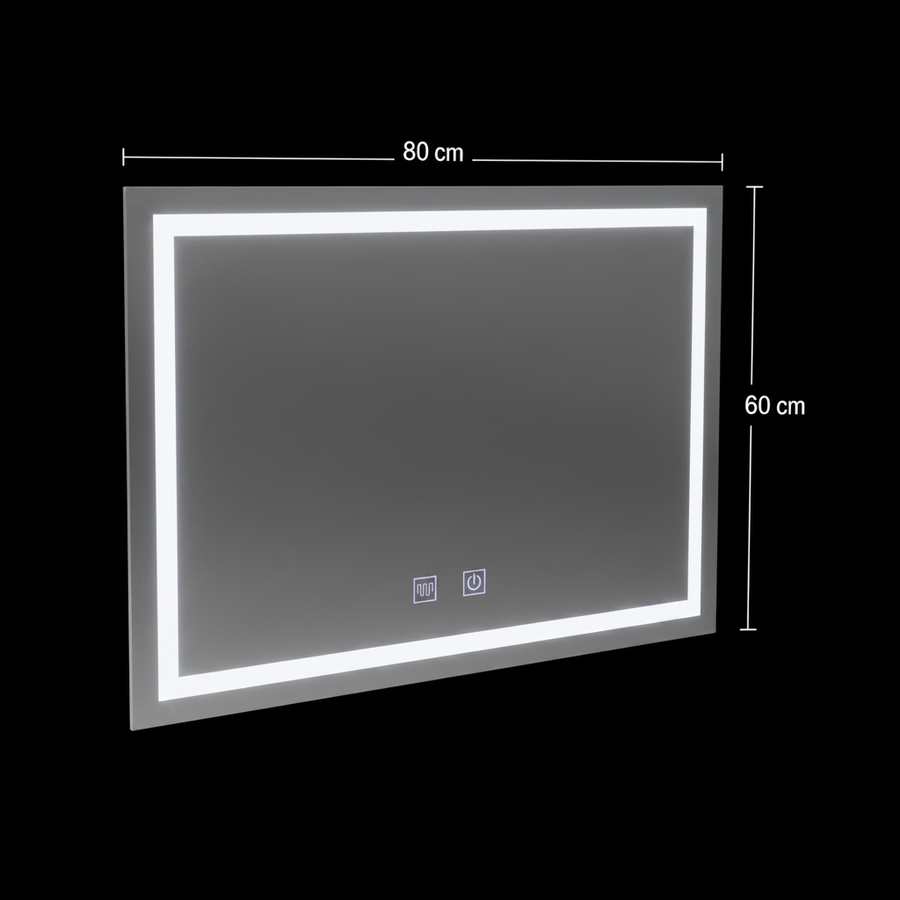 Ορθογώνιος καθρέφτης LED, 80x60cm, RADIANTE Touch, Demister System, Dimmable