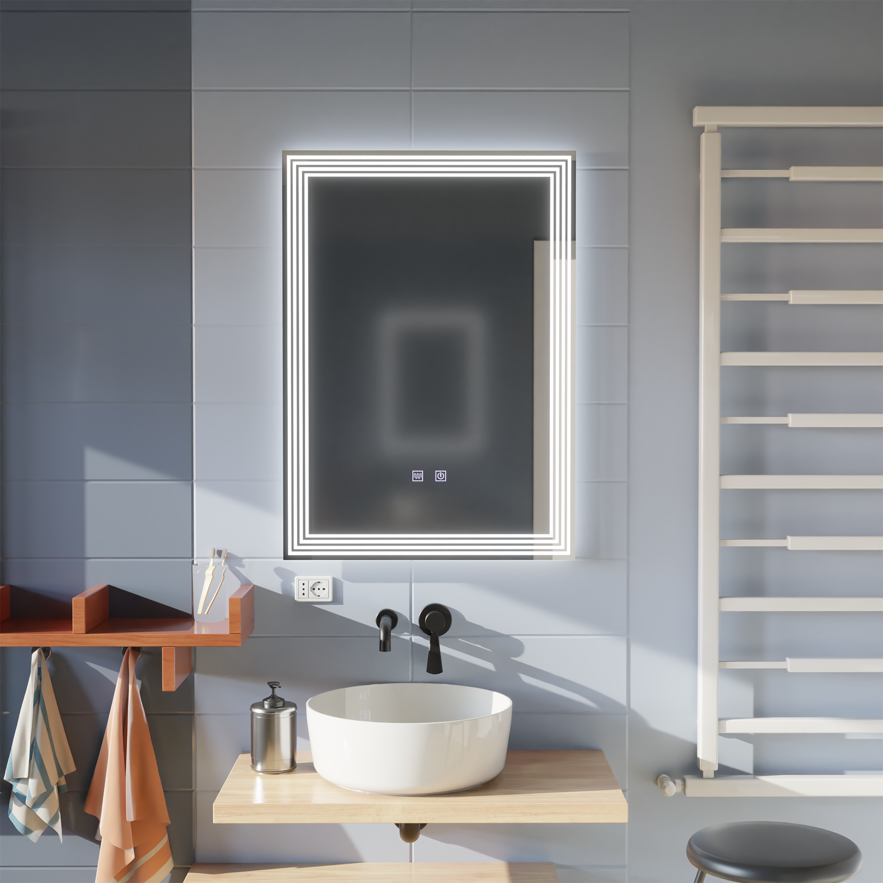 Ορθογώνιος καθρέφτης LED, Demister, 50x70cm, ADIS Basic Touch Mirrors Korman E Προεπιλεγμένος τίτλος Alessandro Design