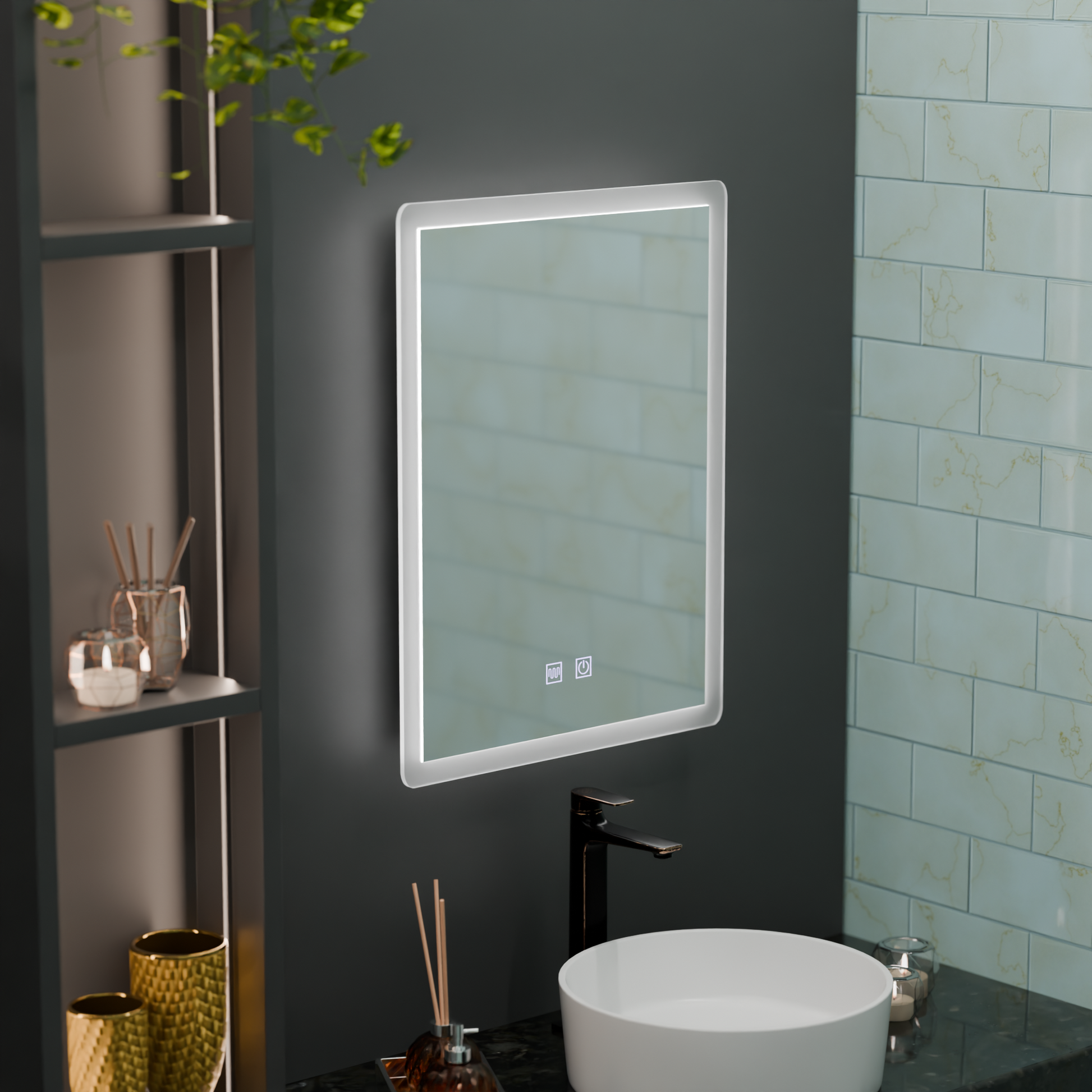 Ορθογώνιος καθρέφτης LED, 60x80cm, Touch VENERA, Σύστημα Demister, Dimmable Mirrors Korman E Προεπιλεγμένος τίτλος Alessandro Design