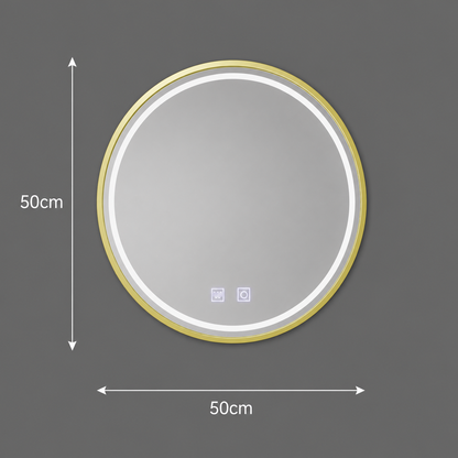 Στρογγυλός καθρέφτης LED, 50cm, Glanz Touch, Demister System, Dimmable