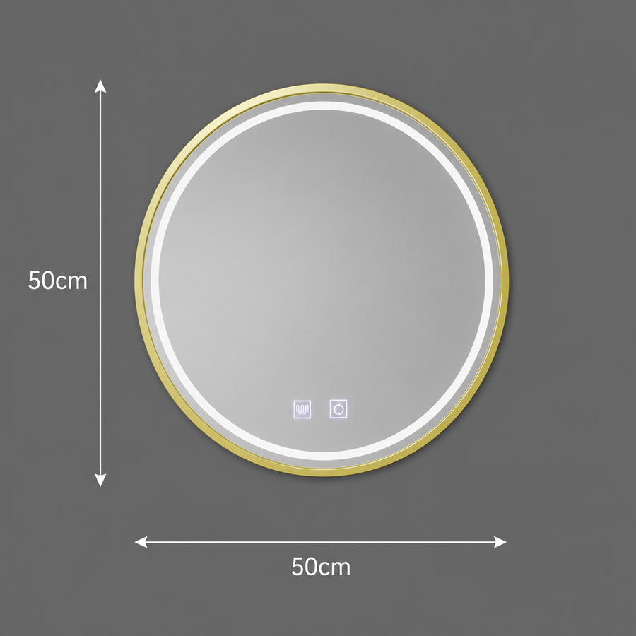 Στρογγυλός καθρέφτης LED, 50cm, Glanz Touch, Demister System, Dimmable