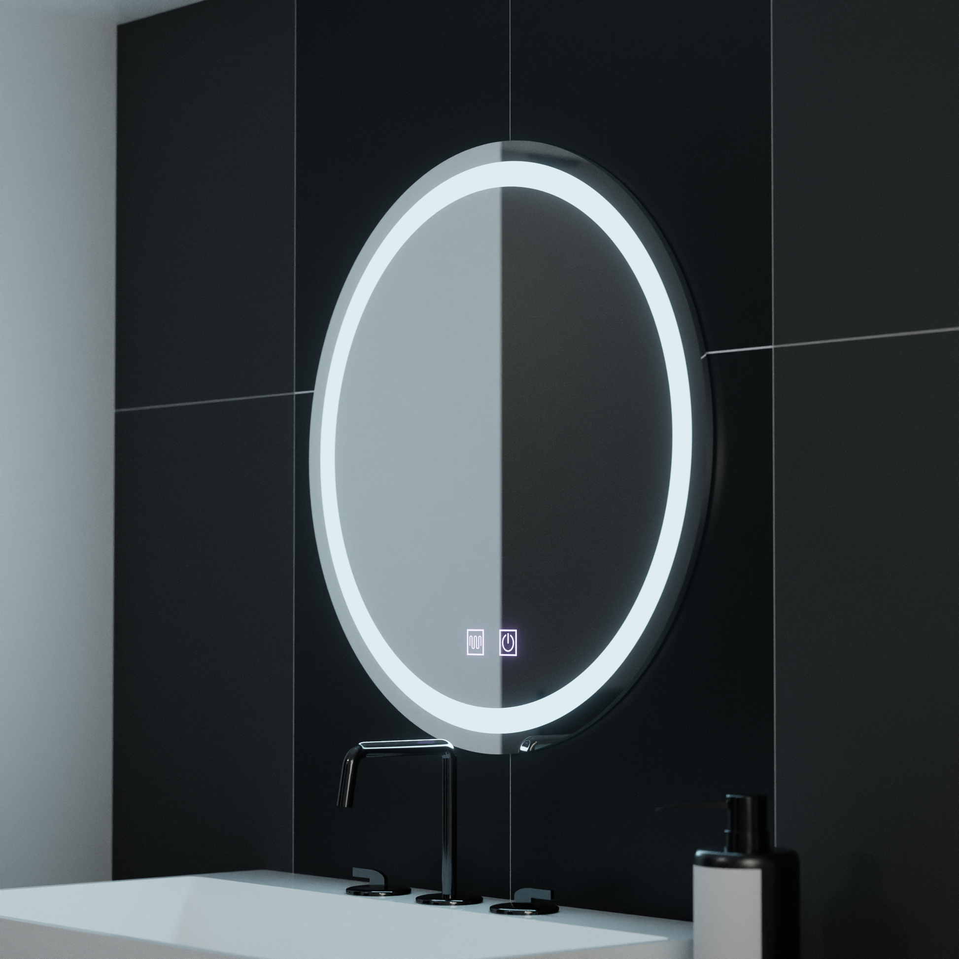 LED Στρογγυλός καθρέφτης, 60cm, Φωτισμός αφής, Σύστημα Demister, Dimmable Mirrors Korman E Προεπιλεγμένος τίτλος Alessandro Design