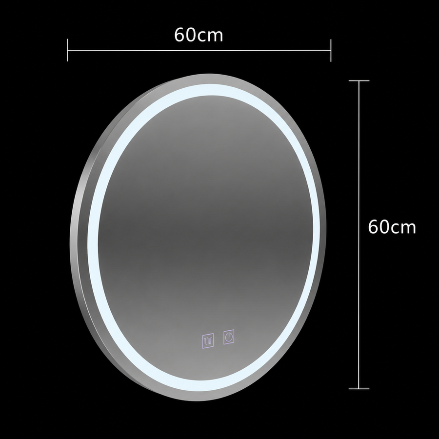 Στρογγυλός καθρέφτης LED, 60cm, Lucea Touch, Σύστημα Demister, Dimmable