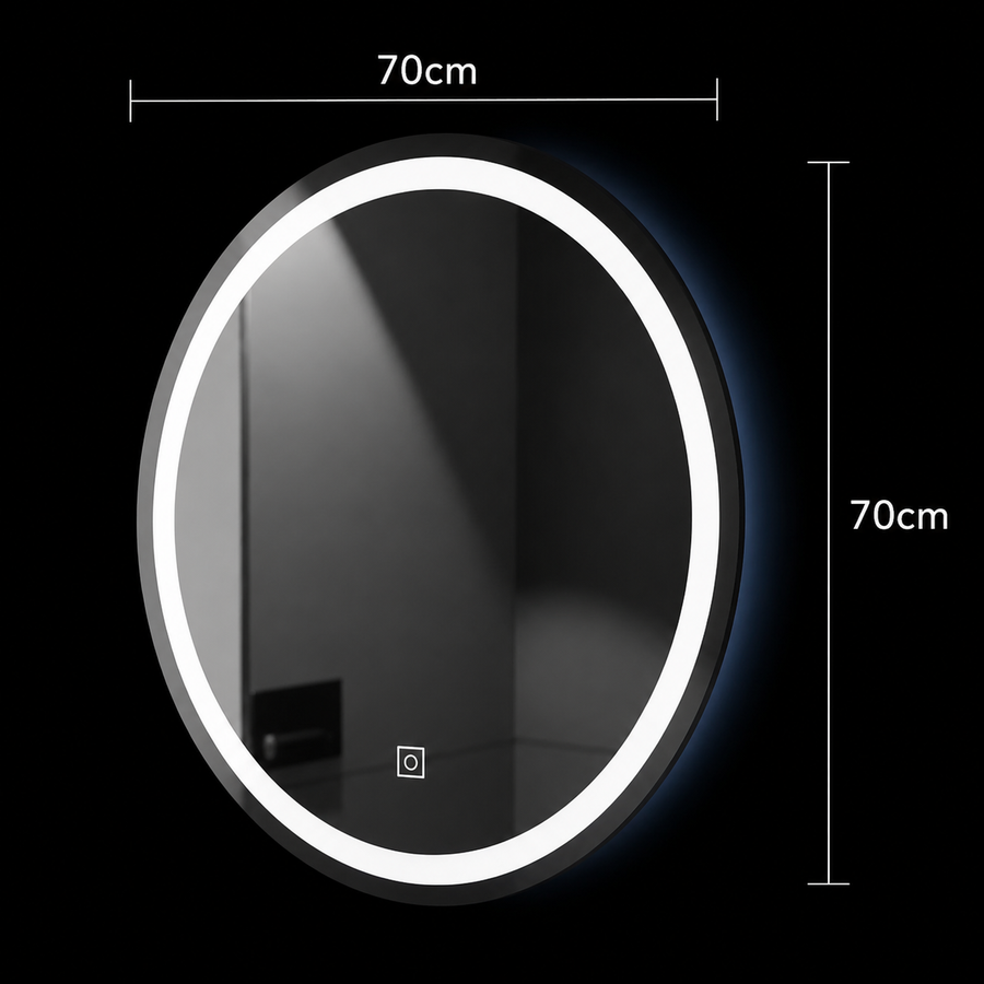 Στρογγυλός καθρέφτης LED, 70cm, Basic Touch