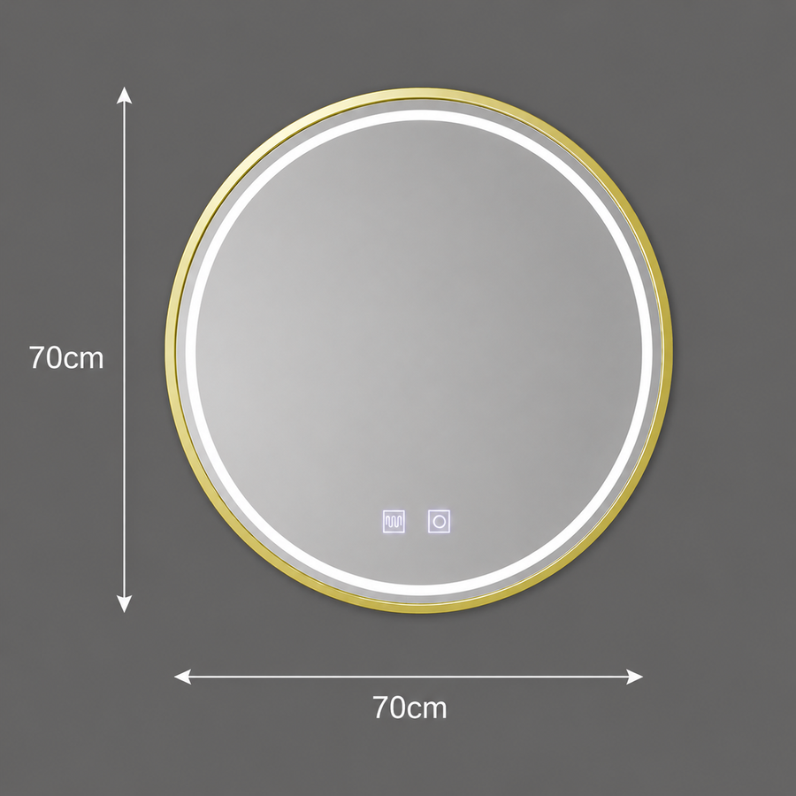 Στρογγυλός καθρέφτης LED, 70cm, Glanz Touch, Σύστημα Demister, Dimmable