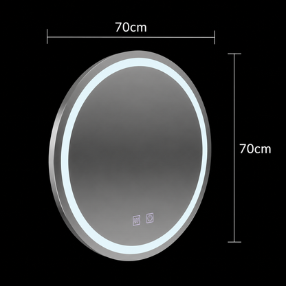 Στρογγυλός καθρέφτης LED, 70cm, Lucea Touch, Σύστημα Demister, Dimmable