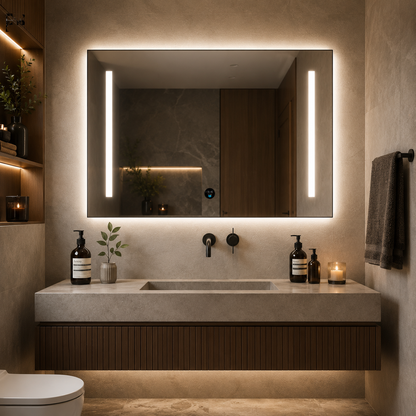 Καθρέφτης Giga LED, 80x60cm, Ασημί, Touch, 6000K φως
