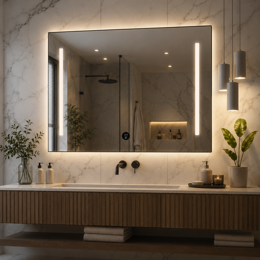 Καθρέφτης Giga LED, 80x60cm, Ασημί, Touch, 6000K φως