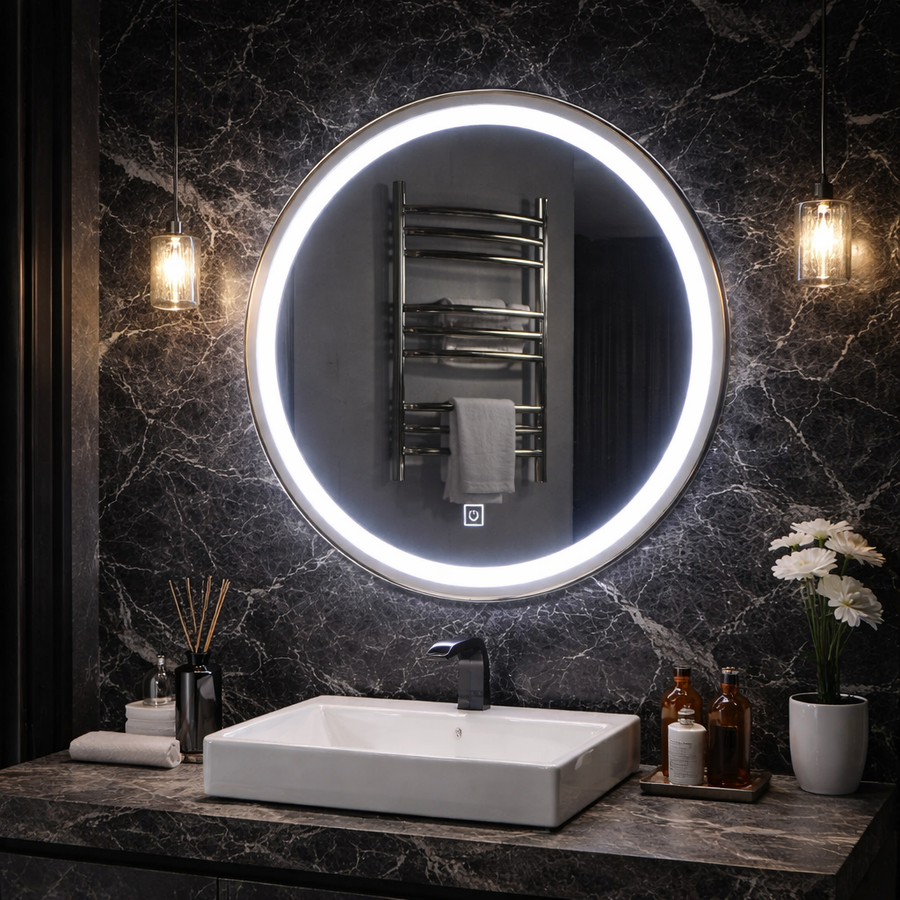 Καθρέφτης LED Touch Gallio, Διάμετρος 60 cm, Cold Light 6000K, Glass Simple LED Mirror Προεπιλεγμένος τίτλος Alessandro Design