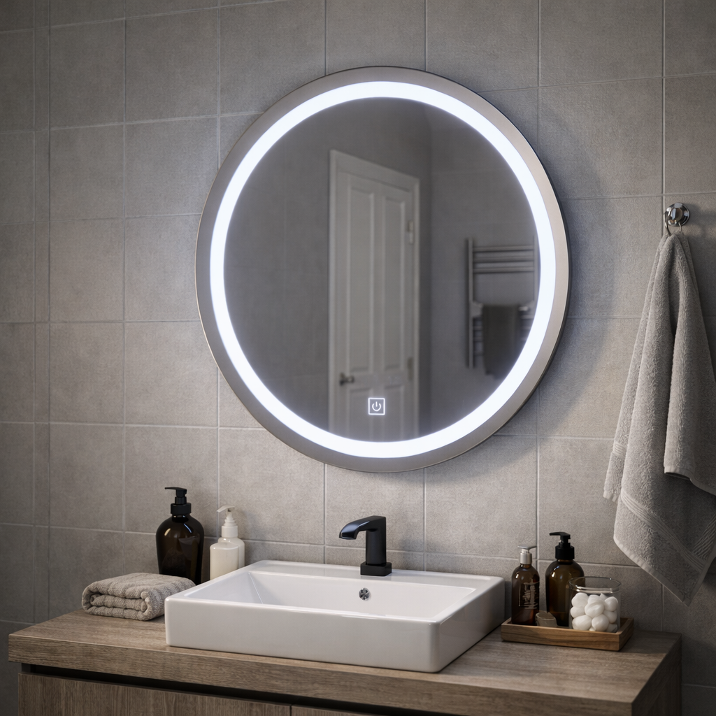 Καθρέφτης LED Touch Gallio, Διάμετρος 60 cm, Cold Light 6000K, Glass Simple LED Mirror Προεπιλεγμένος τίτλος Alessandro Design