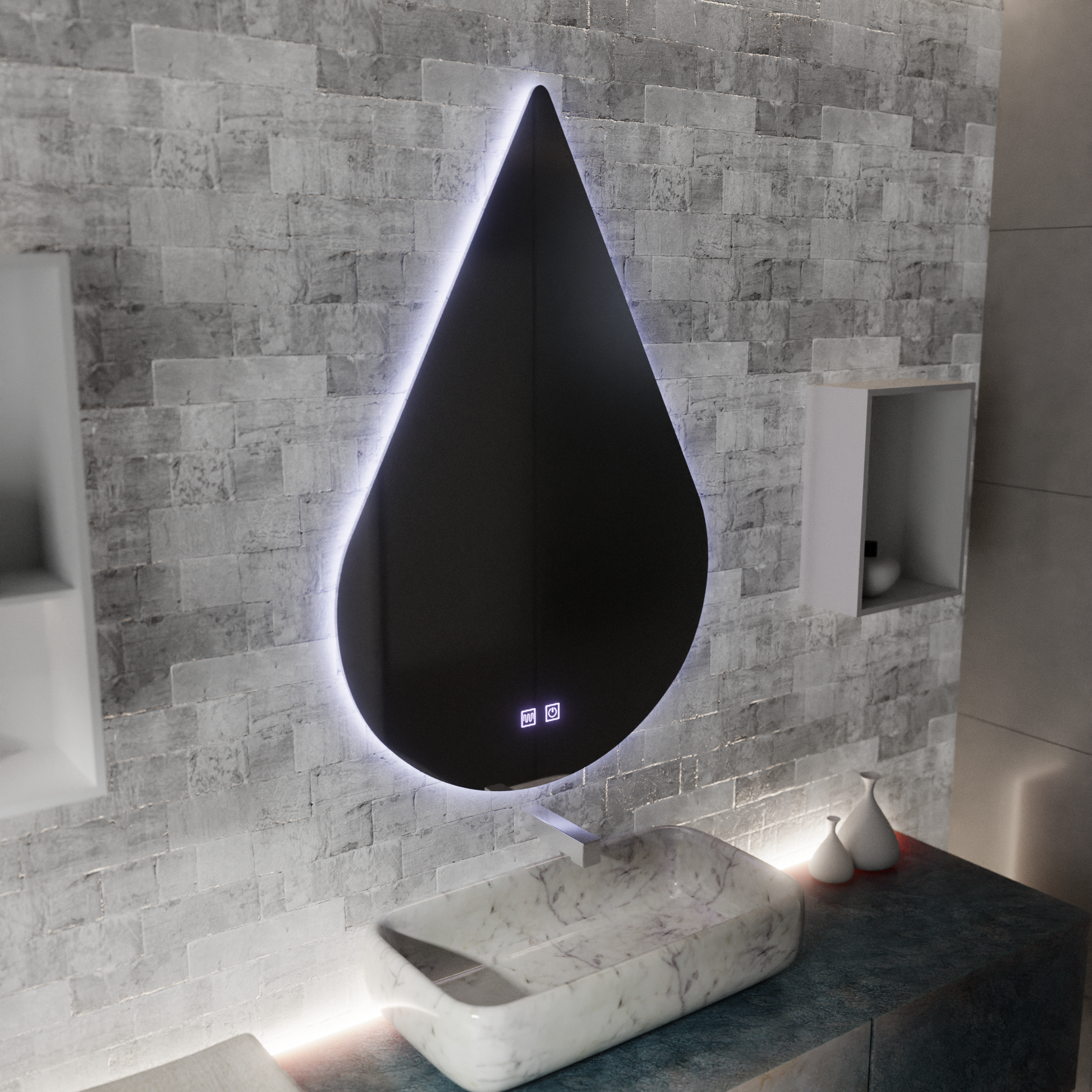 Καθρέφτης LED Touch River Demist System 80X120cm, Σχήμα σταγόνας. Mirrors Korman E Προεπιλεγμένος τίτλος Alessandro Design