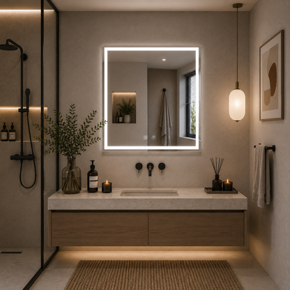 Καθρέφτης Giga LED, 80x60cm, Ασημί, Touch, 6000K φως