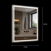 Καθρέφτης Giga LED, 80x60cm, Ασημί, Touch, 6000K φως