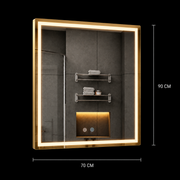 Καθρέφτης Giga LED, 80x60cm, Ασημί, Touch, 6000K φως