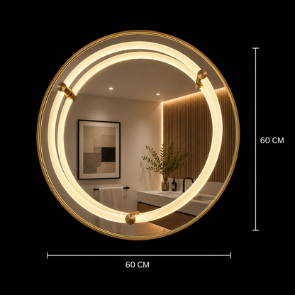 Καθρέφτης Giga LED, 80x60cm, Ασημί, Touch, 6000K φως