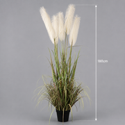 Planta Artificială Iarbă Ornamentală, 180cm, cu 5 fire, Stuf si Iarba, Verde si Roz, Fara Ghiveci