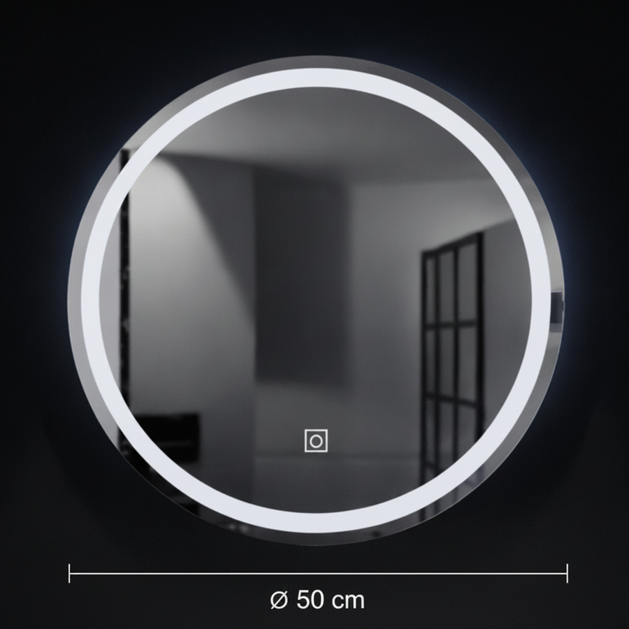 Στρογγυλός καθρέφτης LED, 50cm, Basic Touch