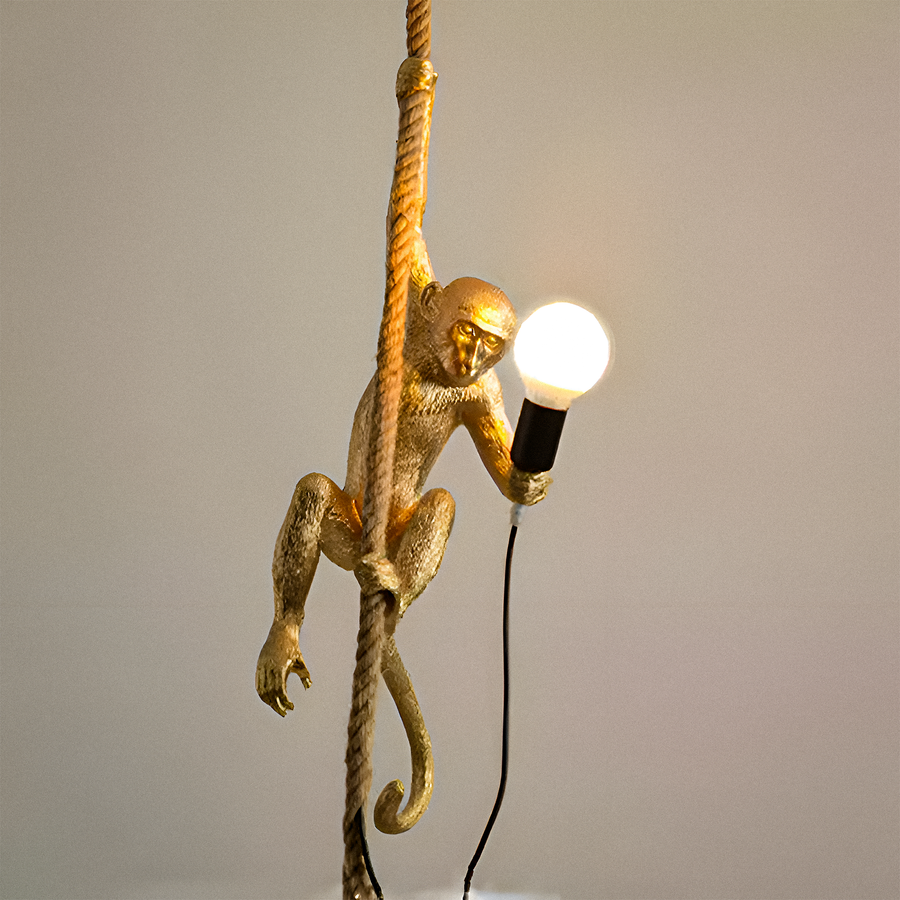 Vintage Hanging Chandelier, LV700, 1xE27, Monkey, String and Metal, Black Support Vintage Chandeliers Προεπιλεγμένος τίτλος Alessandro Design
