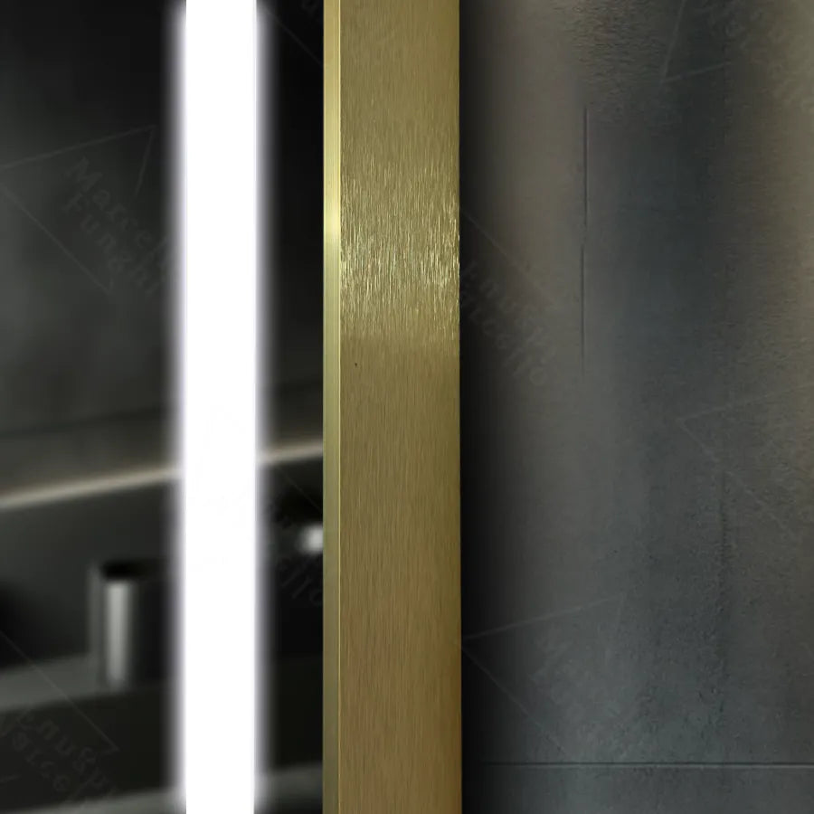 Ορθογώνιος καθρέφτης LED, 60x80 cm, Verite Royale Gold MotionGlow Marcello, Σύστημα αποθαμβώματος, Ρολόι & Θερμόμετρο, Dimable Καθρέφτες Marcello Προεπιλεγμένος τίτλος Alessandro Design