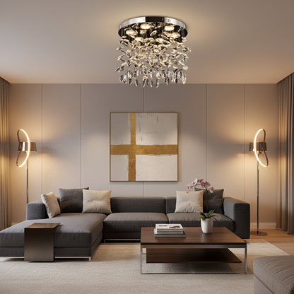 Crystal LED Chandelier LLC210/550CH Στρογγυλός, 30W, Κρύο/Ζεστό/Ουδέτερο φως, Κρύσταλλο, Γυαλιστερό χρώμιο