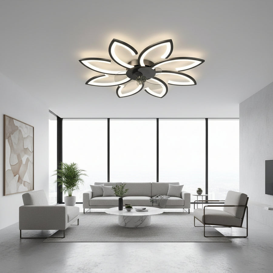 Lustra LED Ventilator ANEMO cu Telecomanda, 47W, D87cm, Lumina Rece/Neutra/Calda, Metal si Plastic, Negru
