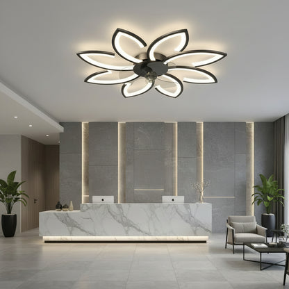 Lustra LED Ventilator ANEMO cu Telecomanda, 47W, D87cm, Lumina Rece/Neutra/Calda, Metal si Plastic, Negru