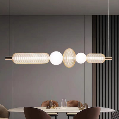 Κρεμαστός πολυέλαιος LED LM551/5GD, 27W, Φως 3000/4000/6000K, Χρυσός, Ρυθμιζόμενο ύψος
