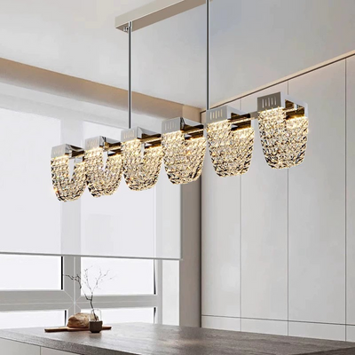 Κρεμαστός πολυέλαιος LED, CC370/1200CH, Κρύσταλλο και μέταλλο, 30W, Τηλεχειριστήριο, Ψυχρό/Ζεστό/Ουδέτερο φως 3000K/4000K/6000K, Πολυτελής Φωτισμός