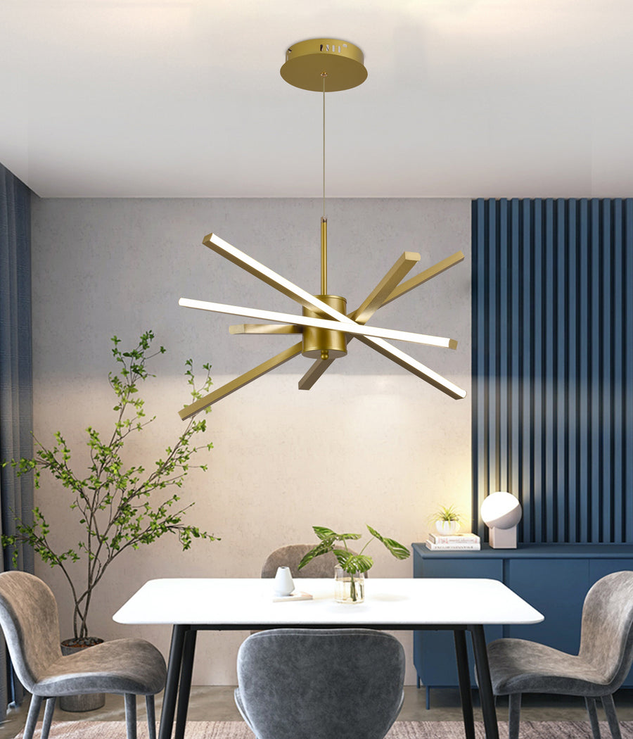 Lustra LED cu Telecomanda LT176/5GD, 69W, 5 Elemente, Lumina Rece/Clada/Neutra 3000K/4000K/6000K, Dimabila, Auriu, Inaltime Reglabila, Metal si Acril Lustre LED cu Telecomanda Default Title Alessandro Design