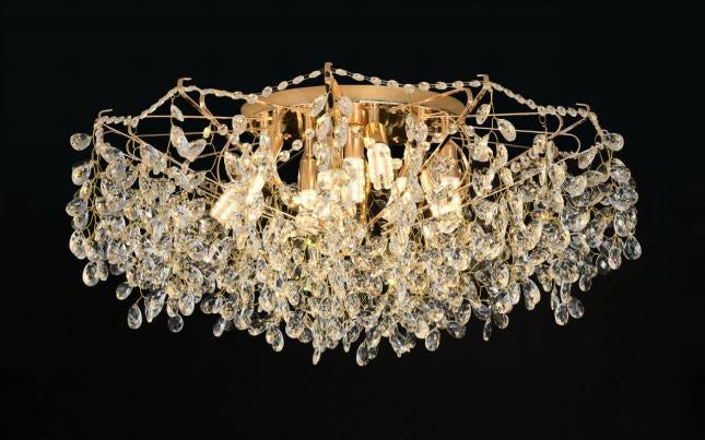 Candelabru Cristal GLOWRIA Regalis, 10x E14, Diametru 80cm, Auriu Candelabre Cristal Default Title Alessandro Design