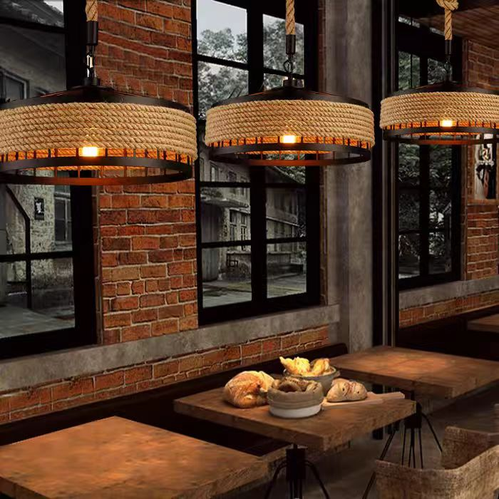 Lustra Vintage LV300/300BK, 1xE27, Rustic Barn, Sfoara si Metal, 30cm, Maro Lustre Vintage Default Title Alessandro Design