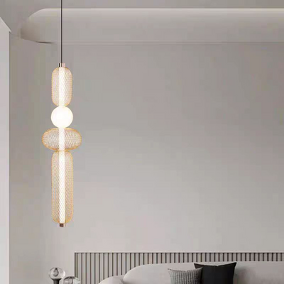 Κρεμαστός πολυέλαιος LED LM551/4GD, 23W, Φως 3000/4000/6000K, Χρυσός, Ρυθμιζόμενο ύψος