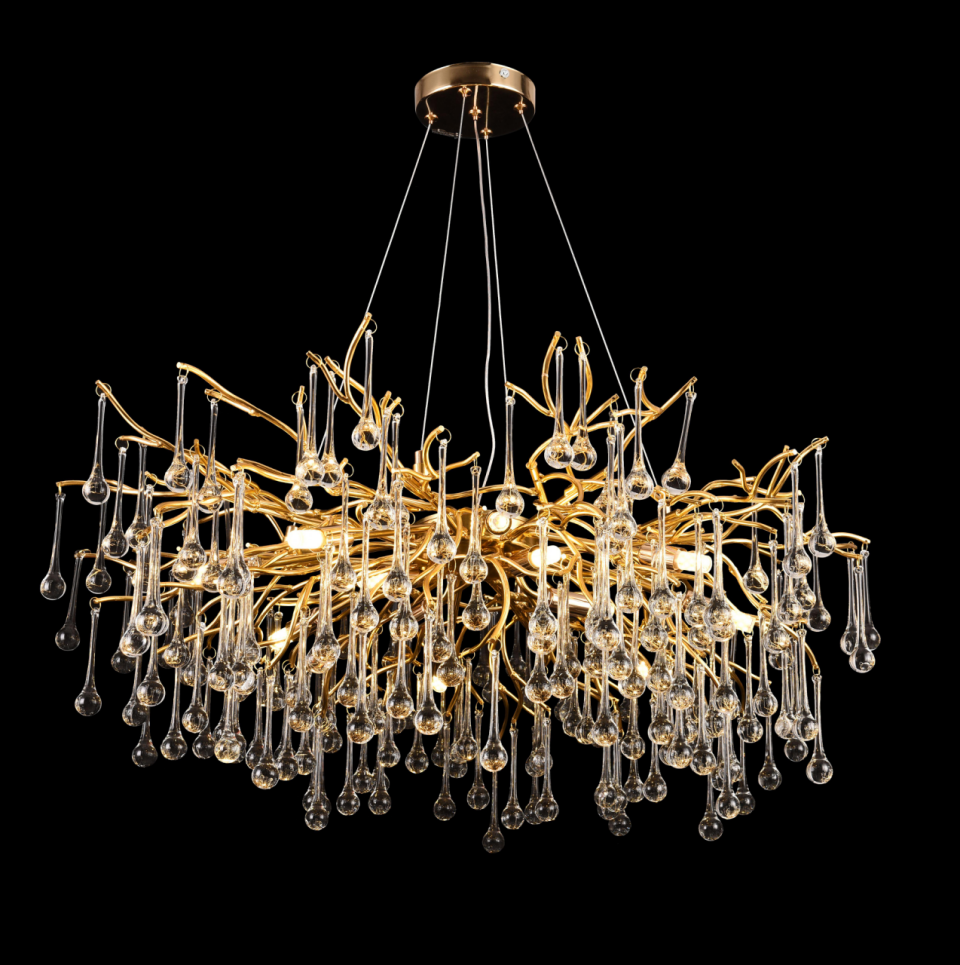 Candelabru Cristal NEBULA Magno, 9x G9, Auriu, 60cm Candelabre Cristal Default Title Alessandro Design