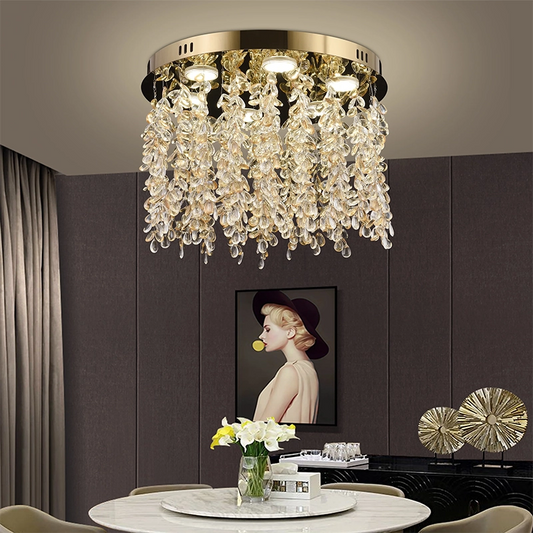 Crystal LED Chandelier LLC213/400GD Στρογγυλός, 22W, Κρύο/Ζεστό/Ουδέτερο φως, Κρύσταλλο, Χρυσό