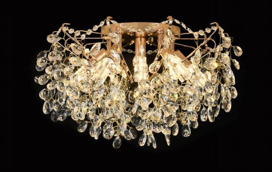 Candelabru Cristal GLOWRIA Eleganza, 6x E14, Diametru 50cm, Auriu Candelabre Cristal Default Title Alessandro Design