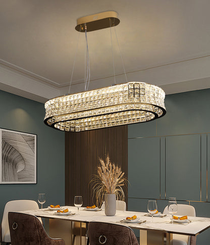 Lustra LED cu Telecomanda, LLC160/750X350GD, Cristal si Metal, 72W, Dimabila, Inaltime Reglabila, Lumina Rece/Calda/Neutra, Iluminat Luxos Lustre LED cu Telecomanda Default Title Alessandro Design