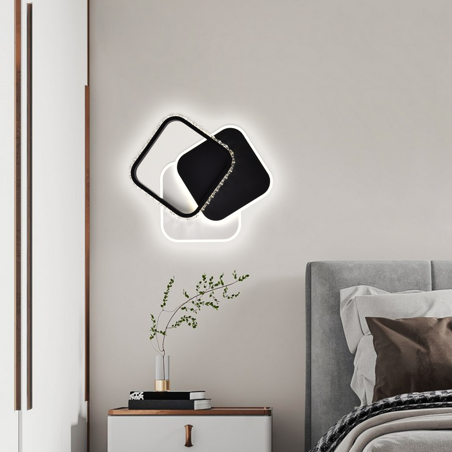 Κρυστάλλινος πολυέλαιος LED PRISMIQ 39W, 3 τετράγωνα, Κρύο/Ζεστό/Ουδέτερο φως, Μαύροι πολυέλαιοι LED Προεπιλεγμένος τίτλος Alessandro Design