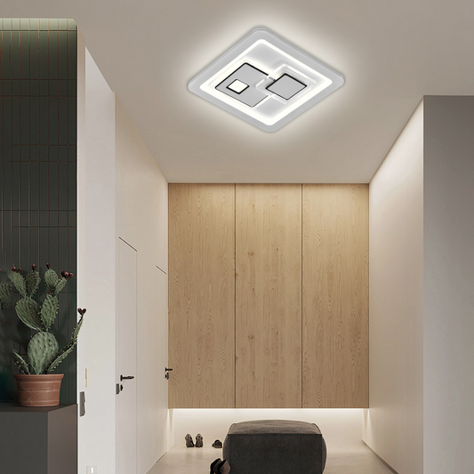 Πολυέλαιος LED KEREN 33W, Τετράγωνο, Κρύο/Ζεστό/Ουδέτερο φως 3000K/4000K/6000K, Λευκό, Μεταλλικό και Ακρυλικό LED Πολυέλαιοι Προεπιλεγμένος τίτλος Alessandro Design